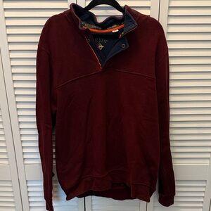 Orvis Men's Deep Red heavy quarter Zip-Up Sweater